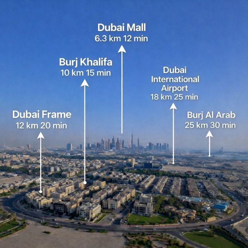 Расстояние от Nad Al Sheba до ключевых точек