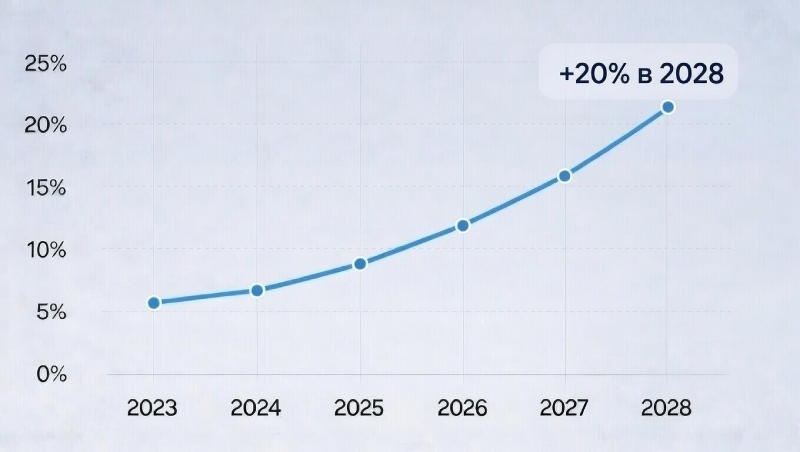 График роста цен в год до 2028 года
