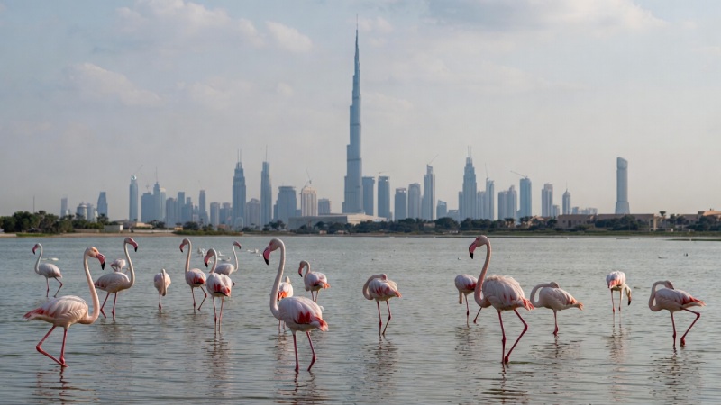 Фламинго в Ras Al Khor Wildlife Sanctuary